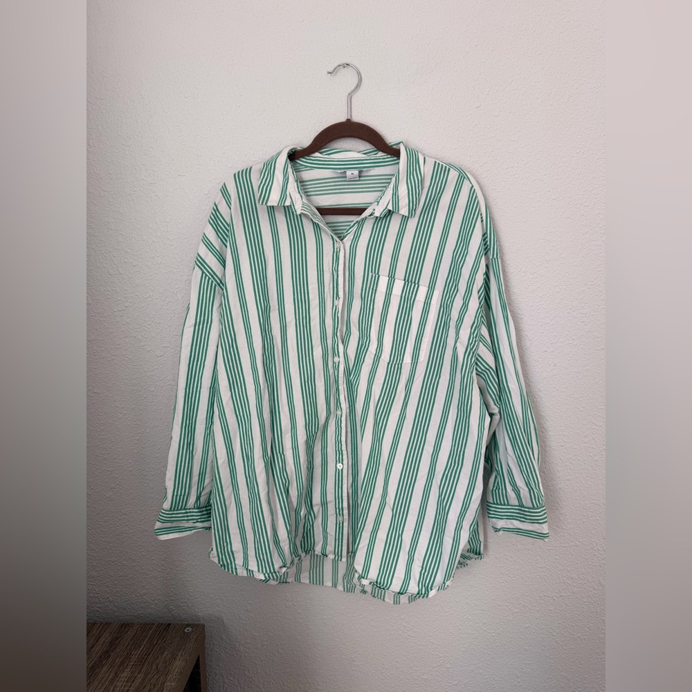 Old Navy Striped Boyfriend Shirt Button Up
